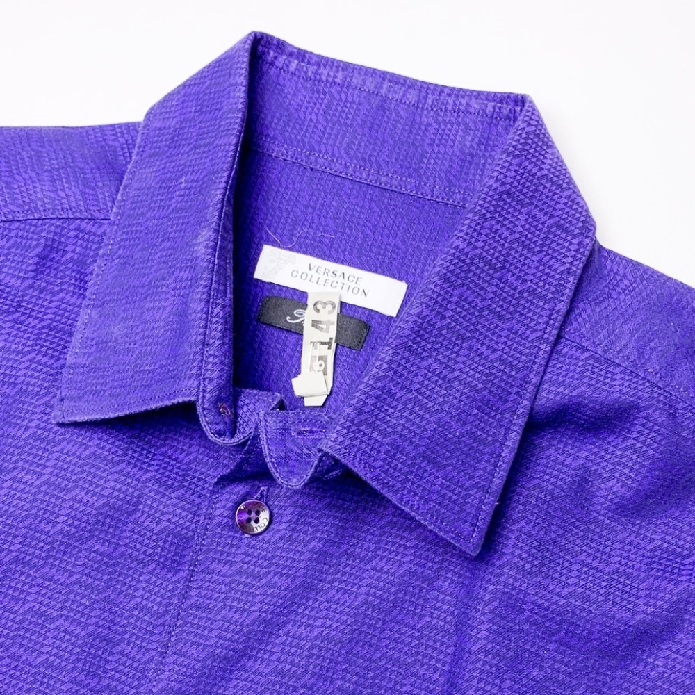 Versace  mens Blue Patterned Button Up dress Shirt